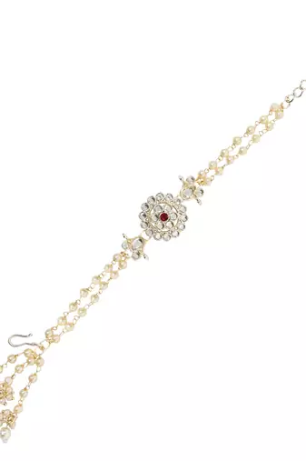 I jewels designer kundan pearl hanging bhaiya bhabhi lumba rakhi