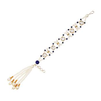 I jewels designer kundan pearl hanging bhaiya bhabhi lumba rakhi 4