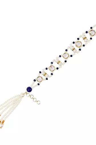 I jewels designer kundan pearl hanging bhaiya bhabhi lumba rakhi