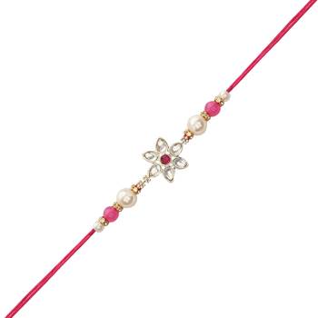 I jewels designer kundan pearl hanging bhaiya bhabhi lumba rakhi 4