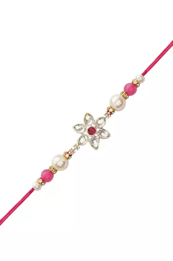 I jewels designer kundan pearl hanging bhaiya bhabhi lumba rakhi