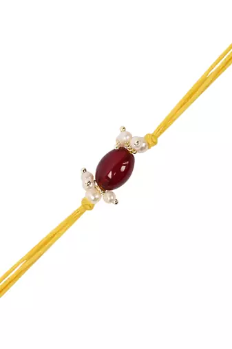 I jewels designer pearl hanging bhaiya bhabhi lumba rakhi