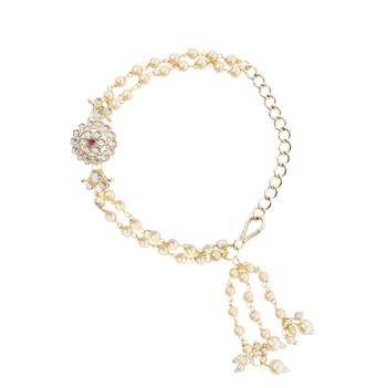 I jewels designer kundan pearl hanging bhaiya bhabhi lumba rakhi 2