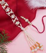 I jewels designer kundan pearl hanging bhaiya bhabhi lumba rakhi