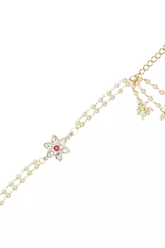 I jewels designer kundan pearl hanging bhaiya bhabhi lumba rakhi