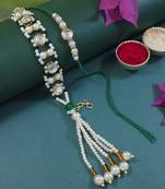 I jewels designer kundan pearl hanging bhaiya bhabhi lumba rakhi