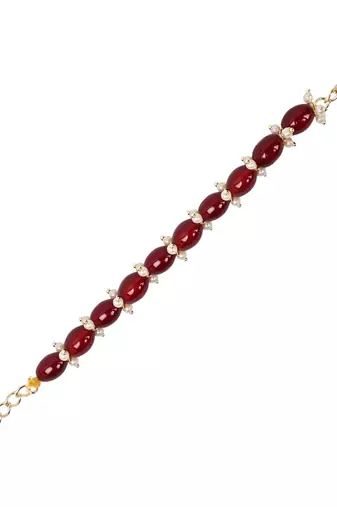 I jewels designer pearl hanging bhaiya bhabhi lumba rakhi