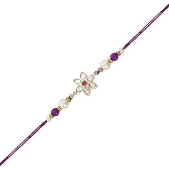 I jewels designer kundan pearl hanging bhaiya bhabhi lumba rakhi 4