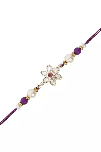 I jewels designer kundan pearl hanging bhaiya bhabhi lumba rakhi