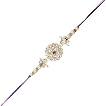 I jewels designer kundan pearl hanging bhaiya bhabhi lumba rakhi 3