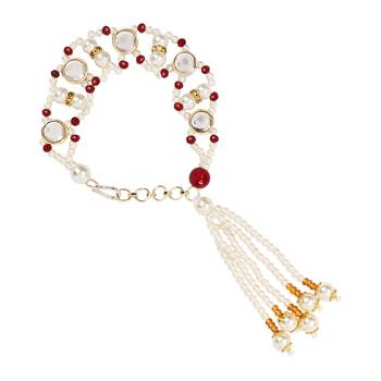 I jewels designer kundan pearl hanging bhaiya bhabhi lumba rakhi 3