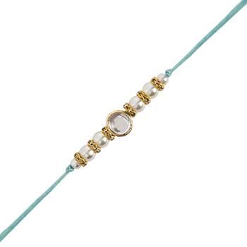 I jewels designer kundan pearl hanging bhaiya bhabhi lumba rakhi 3