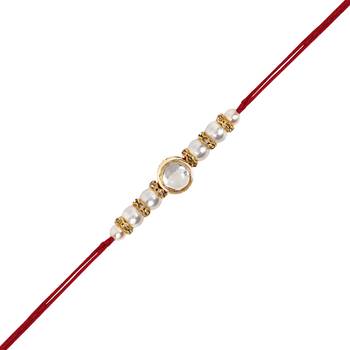 I jewels designer kundan pearl hanging bhaiya bhabhi lumba rakhi 4