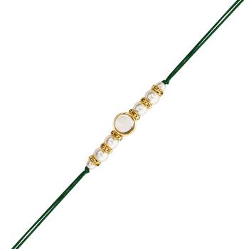 I jewels designer kundan pearl hanging bhaiya bhabhi lumba rakhi 3