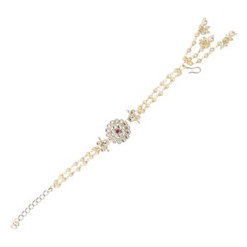 I jewels designer kundan pearl hanging bhaiya bhabhi lumba rakhi 4