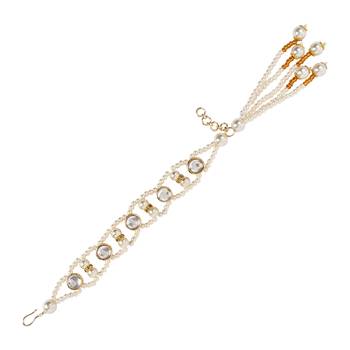 I jewels designer kundan pearl hanging bhaiya bhabhi lumba rakhi 4