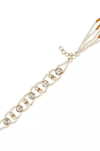 I jewels designer kundan pearl hanging bhaiya bhabhi lumba rakhi