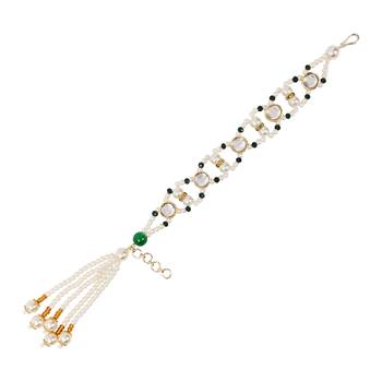 I jewels designer kundan pearl hanging bhaiya bhabhi lumba rakhi 4