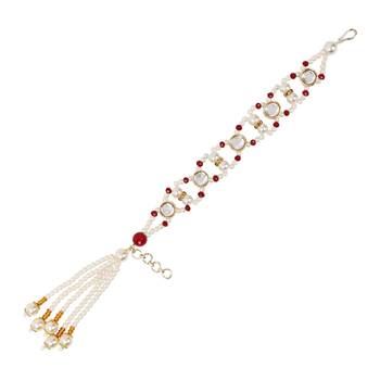 I jewels designer kundan pearl hanging bhaiya bhabhi lumba rakhi 5