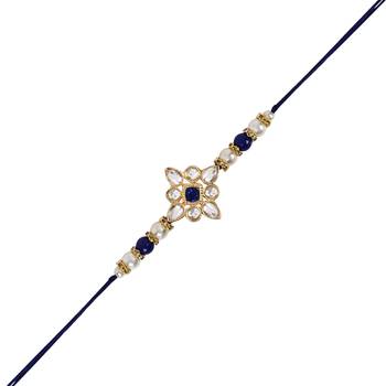 I jewels designer kundan pearl hanging bhaiya bhabhi lumba rakhi 3