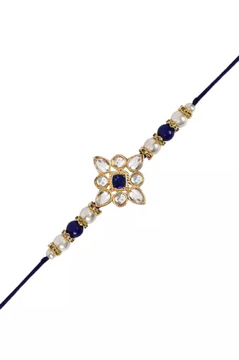 I jewels designer kundan pearl hanging bhaiya bhabhi lumba rakhi