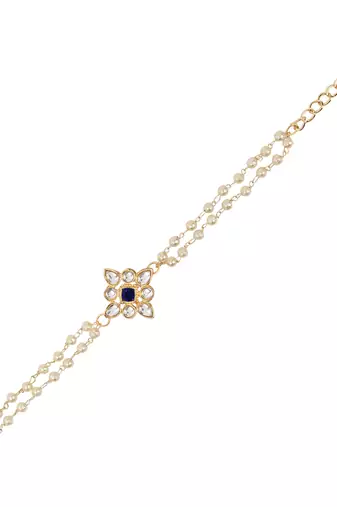 I jewels designer kundan pearl hanging bhaiya bhabhi lumba rakhi