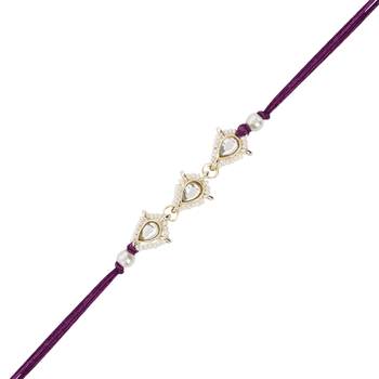 I jewels designer kundan pearl hanging bhaiya bhabhi lumba rakhi 3