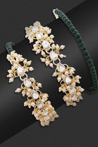 I jewels designer kundan pearl hanging bhaiya bhabhi lumba rakhi
