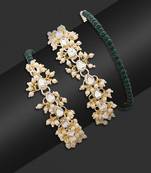 I jewels designer kundan pearl hanging bhaiya bhabhi lumba rakhi