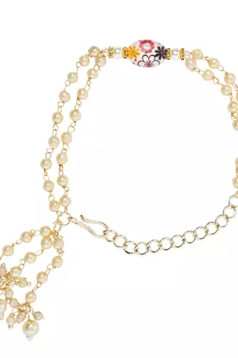 I jewels designer kundan pearl hanging bhaiya bhabhi lumba rakhi