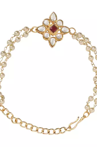I jewels designer kundan pearl hanging bhaiya bhabhi lumba rakhi