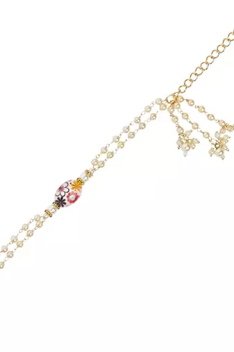 I jewels designer kundan pearl hanging bhaiya bhabhi lumba rakhi