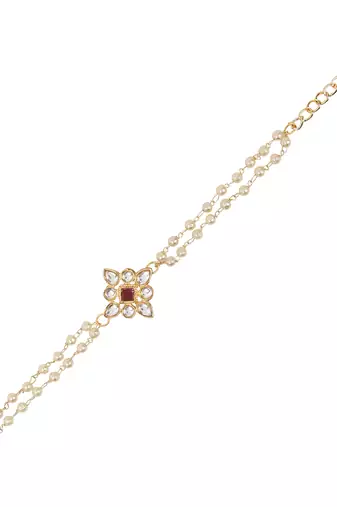 I jewels designer kundan pearl hanging bhaiya bhabhi lumba rakhi