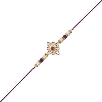 I jewels designer kundan pearl hanging bhaiya bhabhi lumba rakhi 4