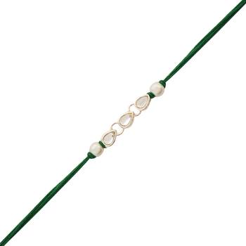I jewels designer kundan pearl hanging bhaiya bhabhi lumba rakhi 3