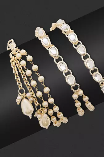 I jewels designer kundan pearl hanging bhaiya bhabhi lumba rakhi