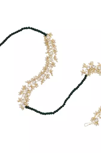 I jewels designer kundan pearl hanging bhaiya bhabhi lumba rakhi