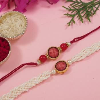 I jewels designer kundan pearl beaded bhaiya bhabhi lumba rakhi 1