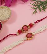 I jewels designer kundan pearl beaded bhaiya bhabhi lumba rakhi