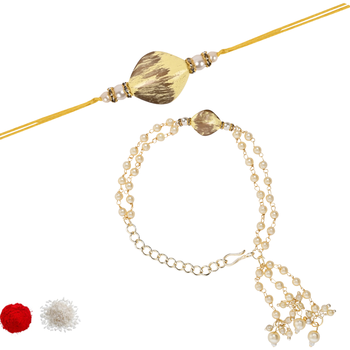 designer kundan pearl hanging bhaiya bhabhi lumba rakhi 2