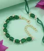 I jewels designer pearl hanging bhaiya bhabhi lumba rakhi