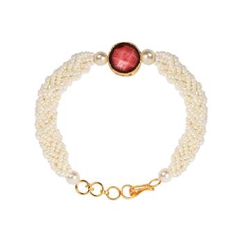 I jewels designer kundan pearl beaded bhaiya bhabhi lumba rakhi 3