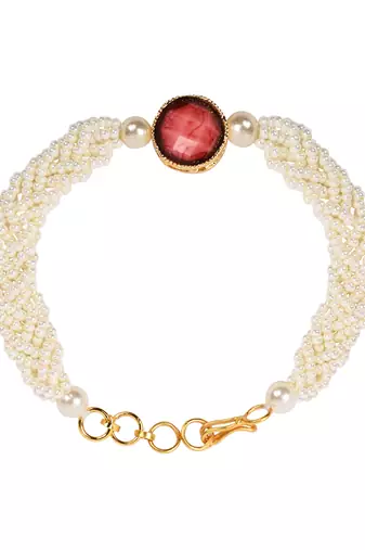 I jewels designer kundan pearl beaded bhaiya bhabhi lumba rakhi