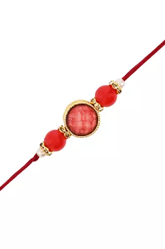 I jewels designer kundan pearl beaded bhaiya bhabhi lumba rakhi