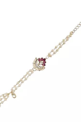 I jewels designer kundan pearl hanging bhaiya bhabhi lumba rakhi bracelet combo set