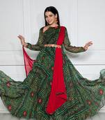 Bejewelled green anarkali with dupatta