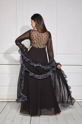 Raisin black sheer back anarkali with dupatta 4