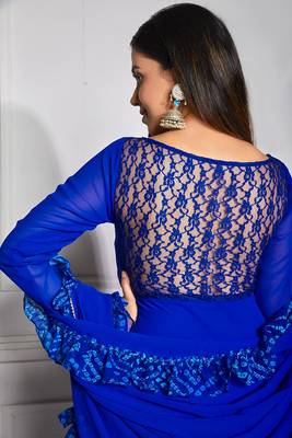 Azure blue sheer back anarkali with dupatta 6