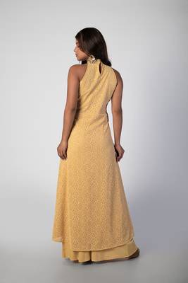 Biscotti beige halter neck chikankari set 4