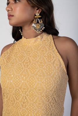 Biscotti beige halter neck chikankari set 5